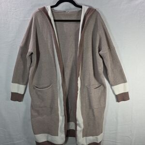 Striped Long Hooded Cardigan Size Large